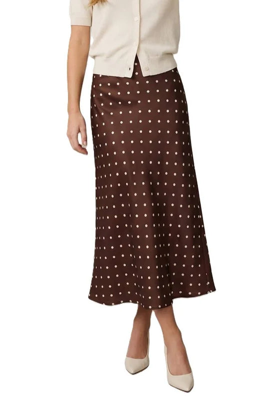 Polka Dot Print Midi Skirt