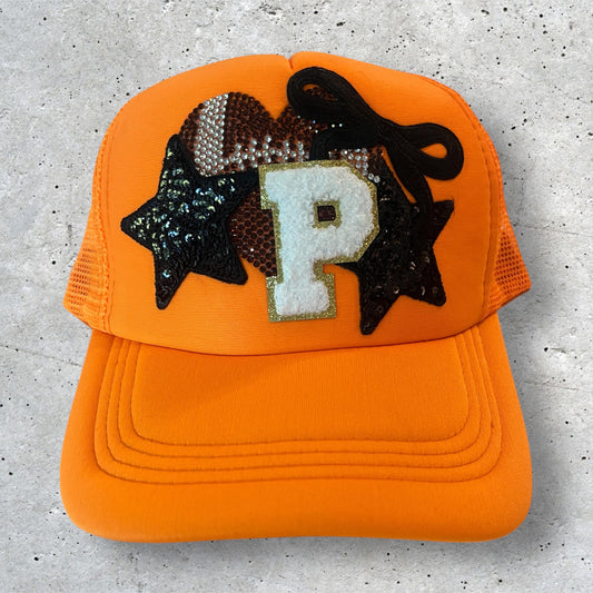 Orange Pirate Football Hat