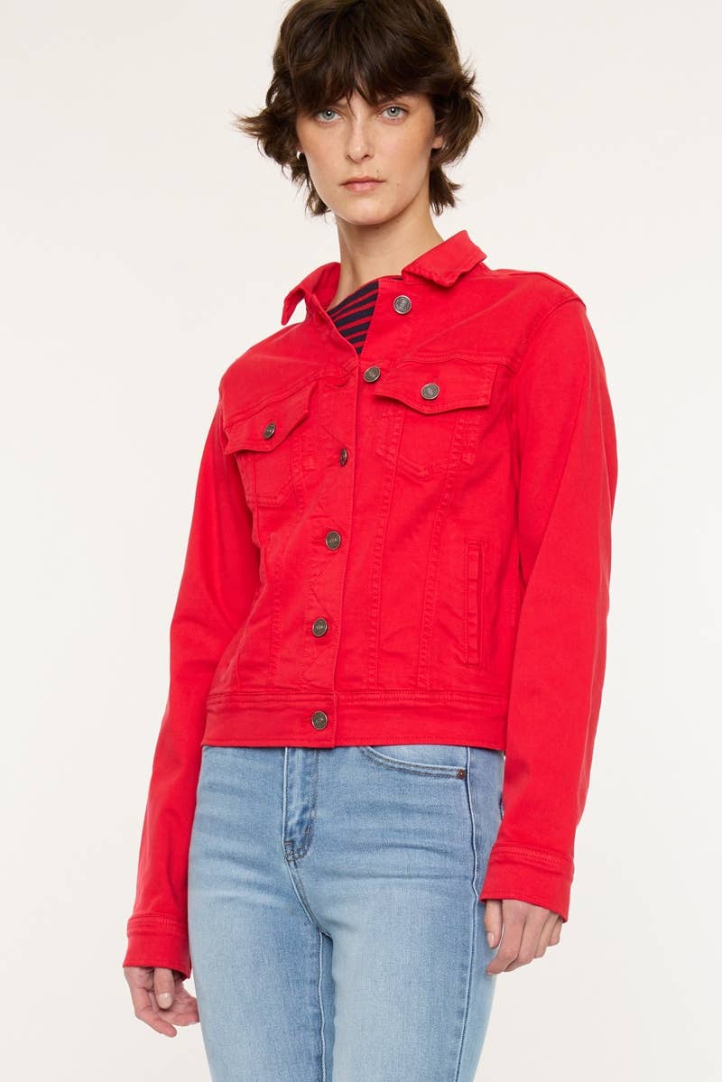 RED ZIG ZAG STICH JACKET-KC7282RED