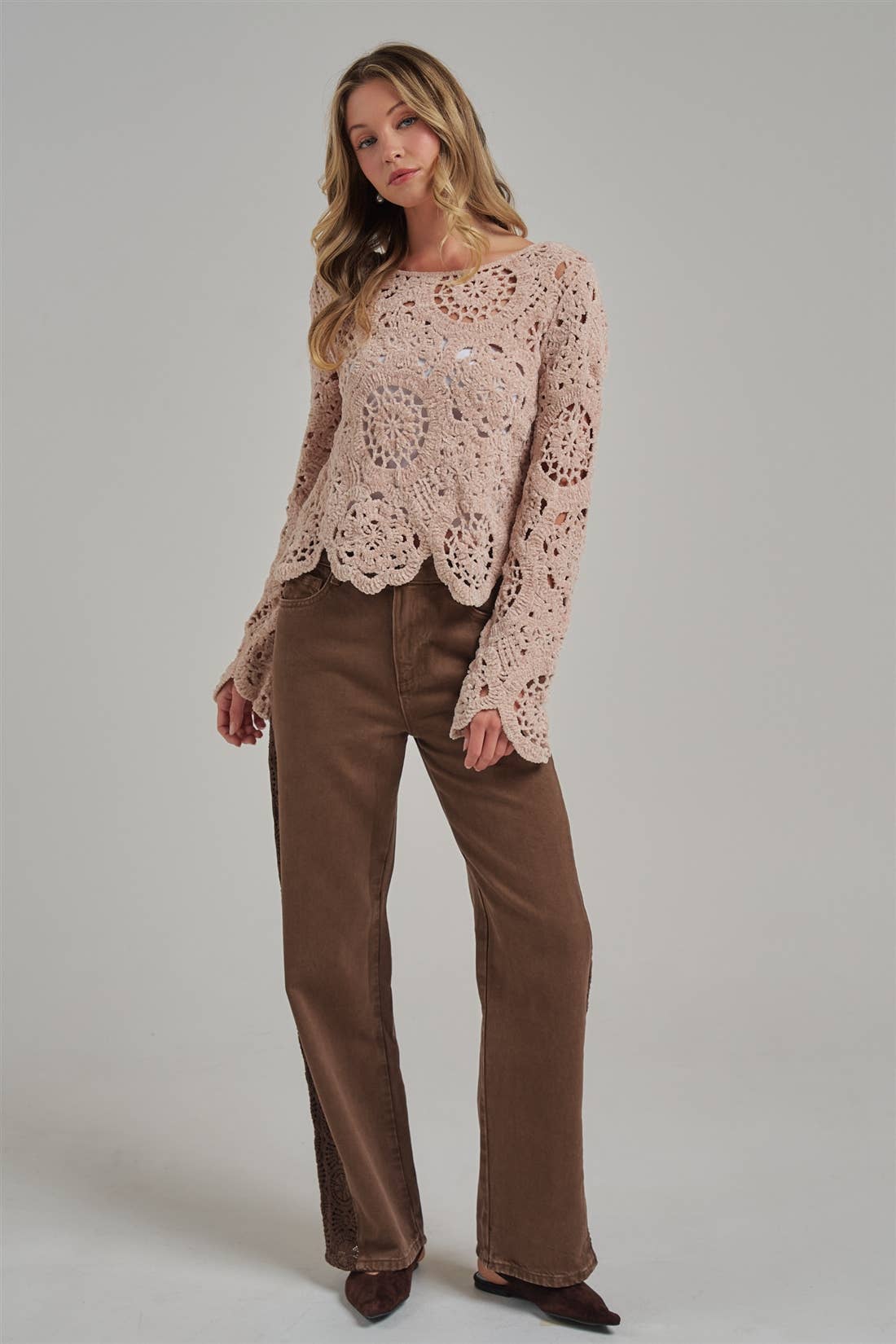 CHENILLE YARN KNITTED FALL SWEATER BOHO_JLT00284-01