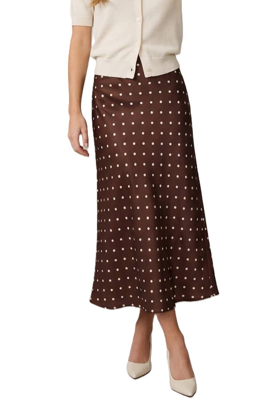 Polka Dot Print Midi Skirt