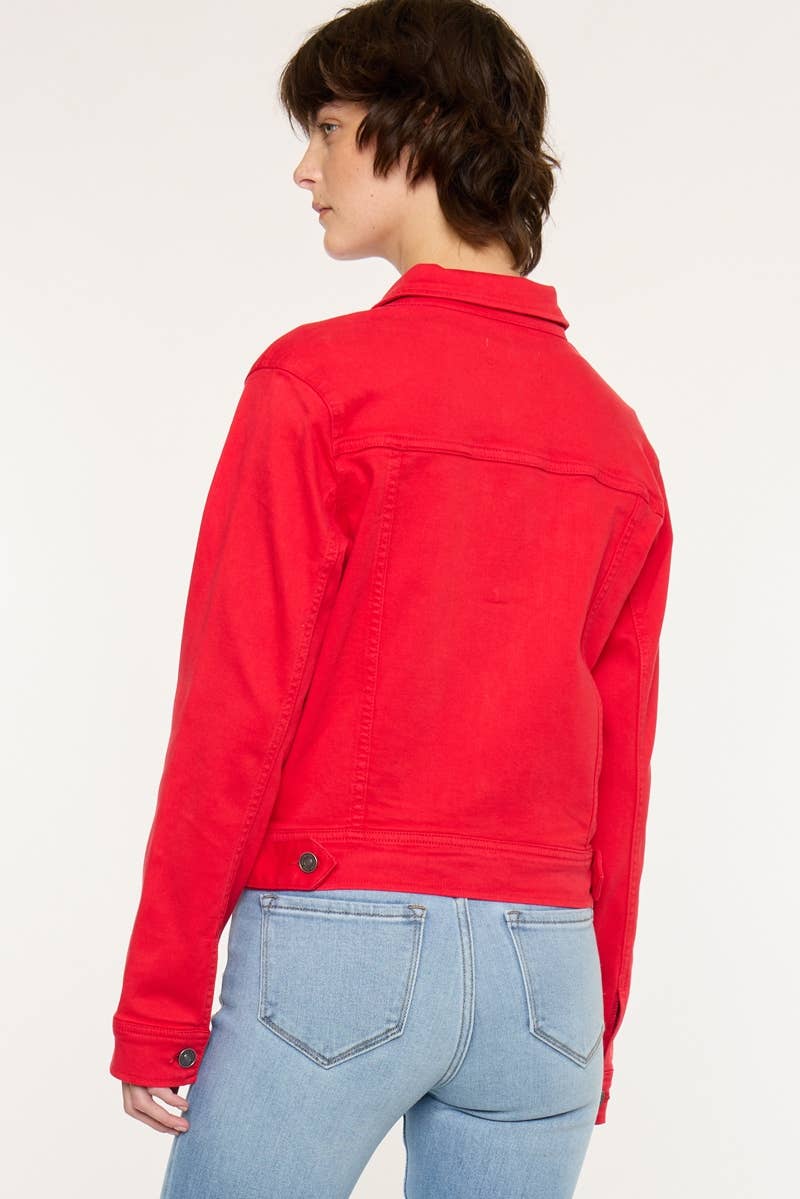 RED ZIG ZAG STICH JACKET-KC7282RED
