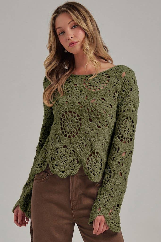 CHENILLE YARN KNITTED FALL SWEATER BOHO_JLT00284-01