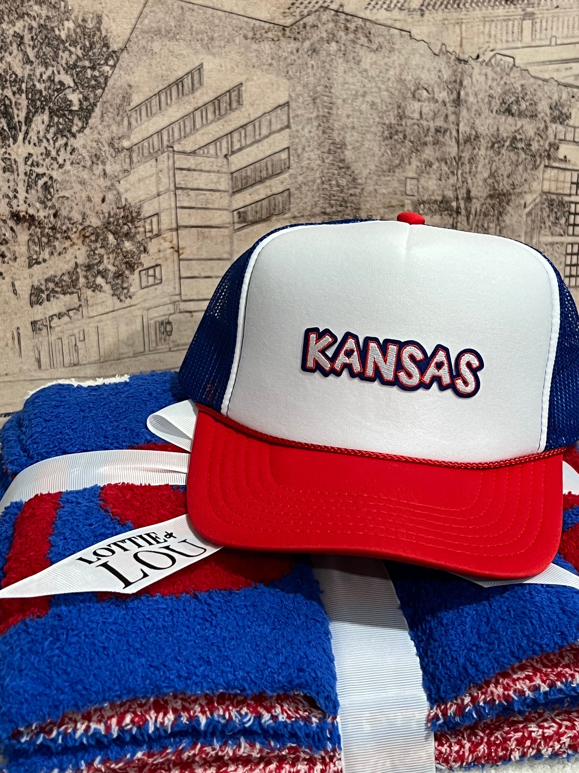 Kansas Hat, Patch Hat, Trucker Hat, Trucker Hat, Blue Hat, Kansas Trucker Hat, KC Hat, Kansas Basketball, Kansas Football, Lawrence Kansas