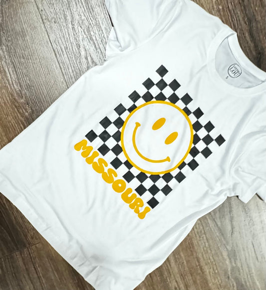Missouri Women’s Graphic T-Shirt, Smile T-Shirt, Missouri Football T-Shirt, Graduation Gift 2024