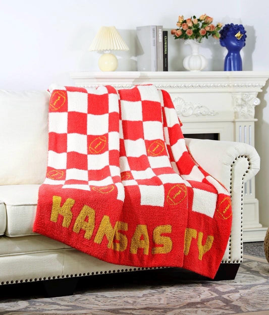 Large Kansas City Football Blanket, 100% Polyester Microfiber Blanket, Soft Sports Blanket, Football Blanket