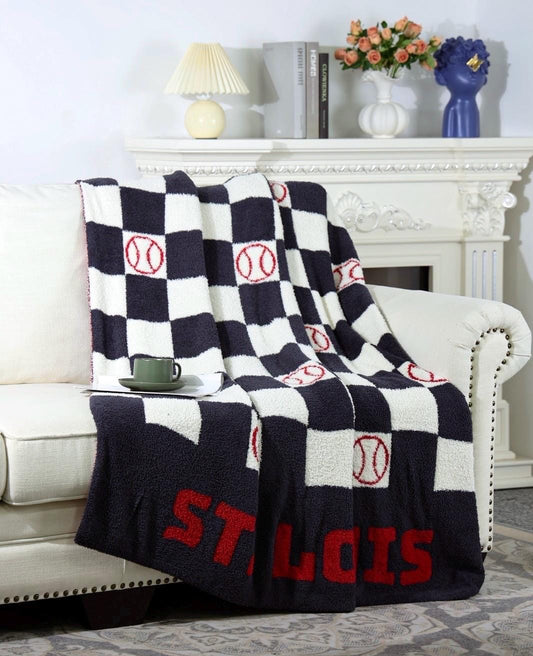 Large St. Louis Blanket, 100% Polyester Microfiber Blanket, Soft Sports Blanket, Baseball Blanket