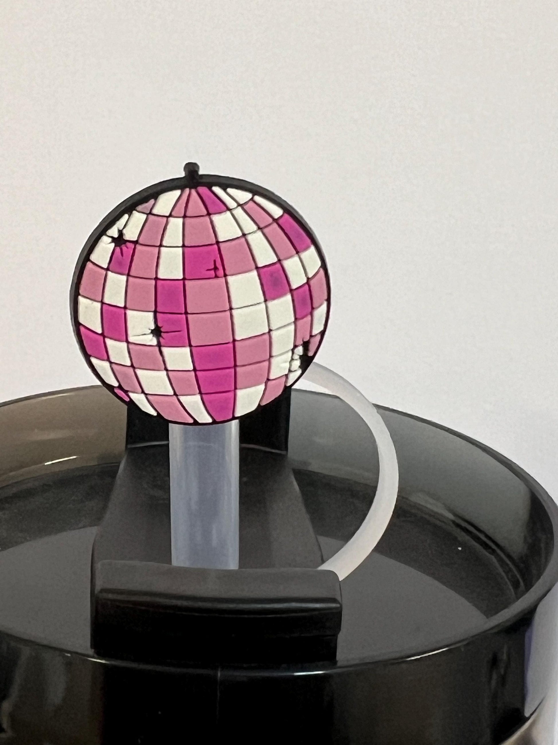 Pink Disco Ball straw topper (10mm)