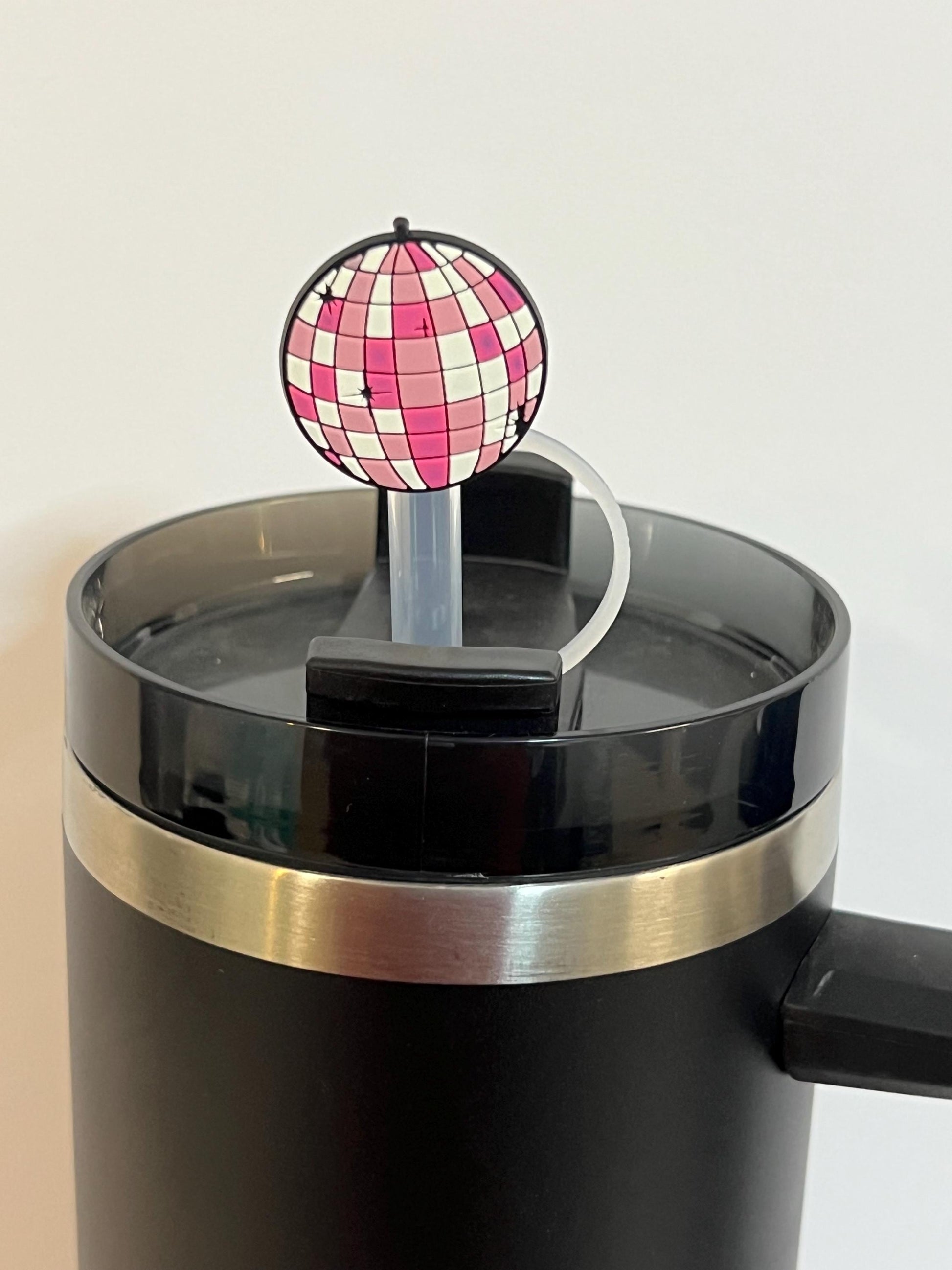 Pink Disco Ball straw topper (10mm)