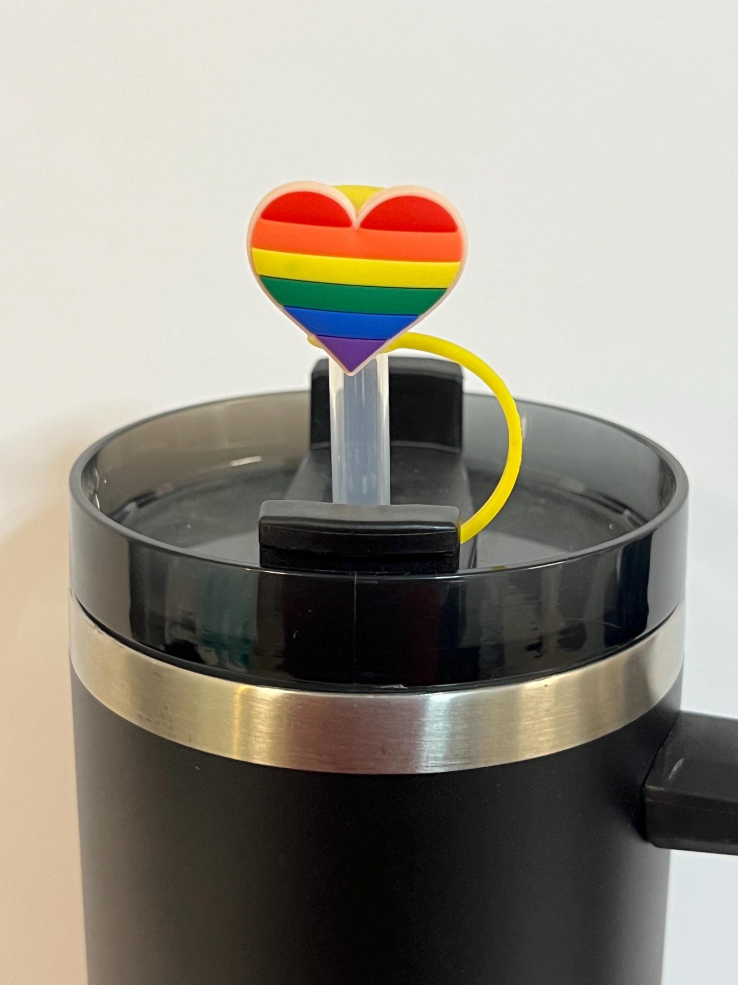 Rainbow heart straw topper (10mm)