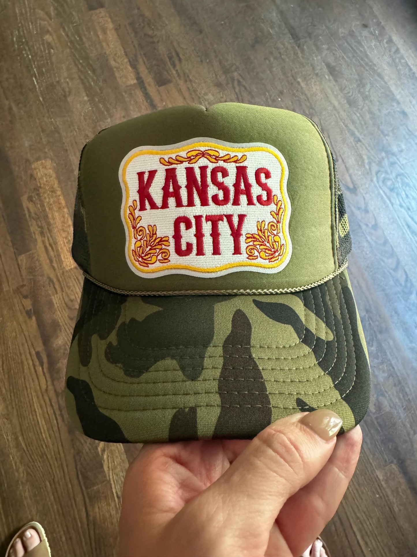 Kansas City Football Patch Hat, Kansas City Hat, Trucker Hat, Kansas City Patch Hat, KC Hat, Chiefs Hat