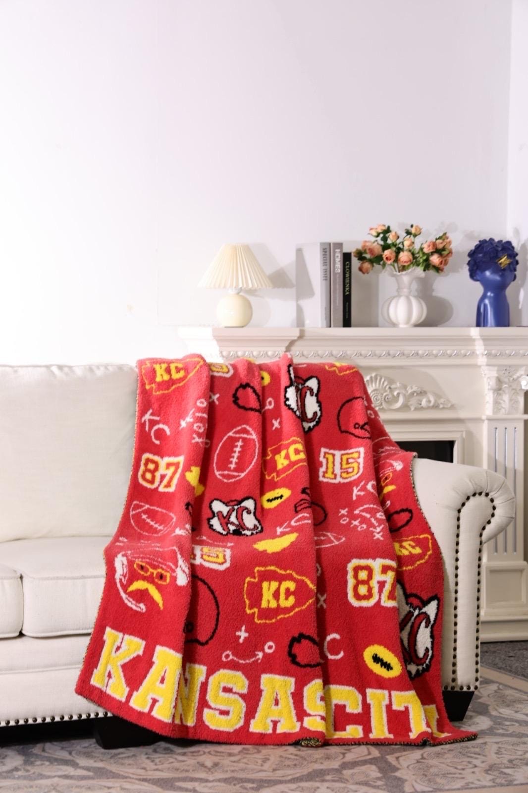 PRE-ORDER! Large Kansas City Football Blanket, 100% Polyester Microfiber Blanket, Soft Sports Blanket, Football Blanket