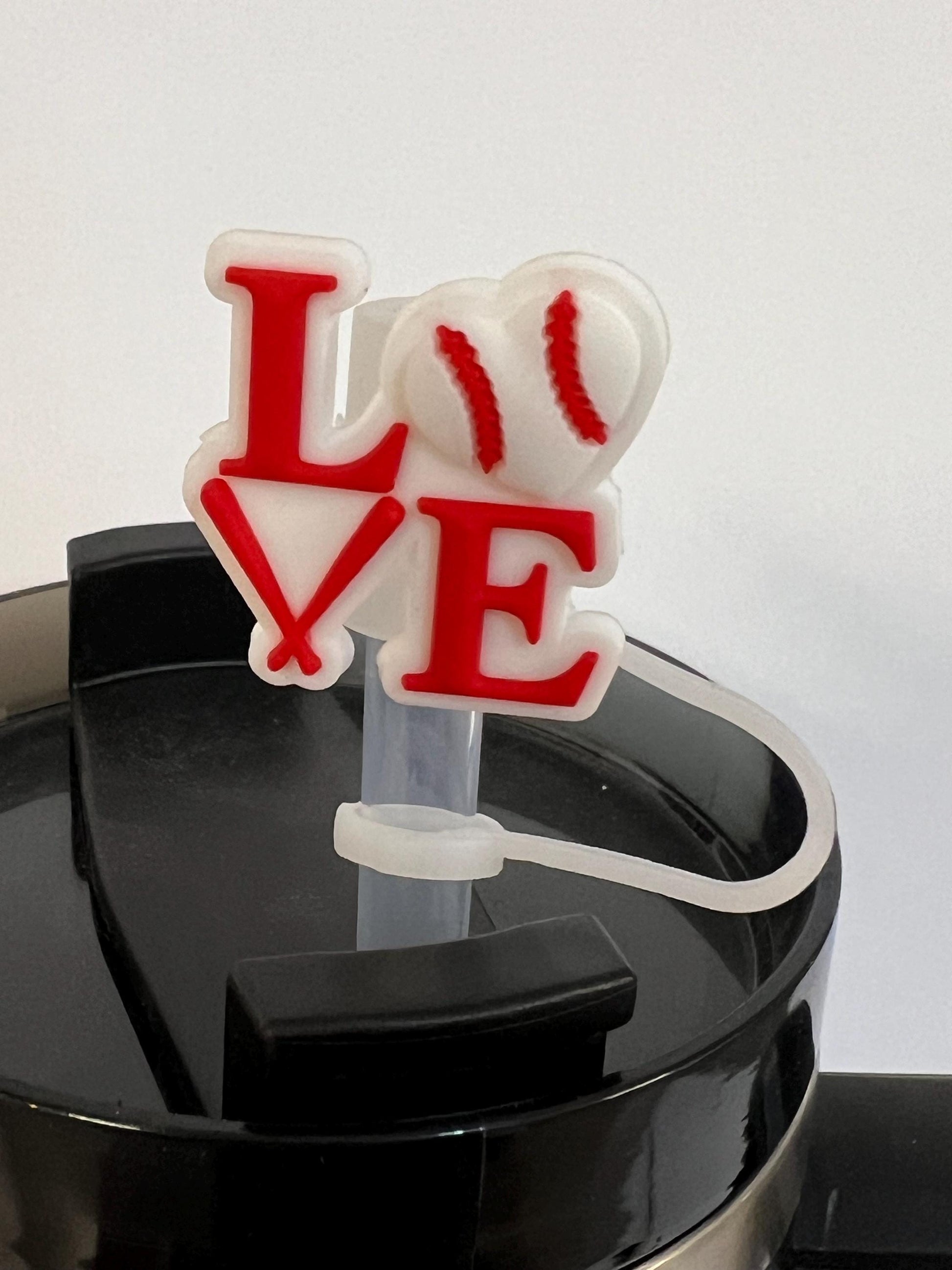 Baseball love straw topper (10mm)