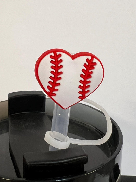 Baseball heart straw topper (10mm)