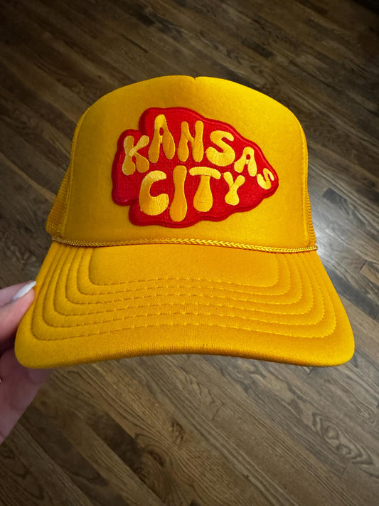 Kansas City Football Patch Hat, Arrowhead Hat Kansas City Hat, Trucker Hat, Kansas City Patch Hat, KC Hat, Chiefs Hat