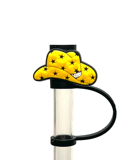 Yellow cowboy hat straw topper (10mm)