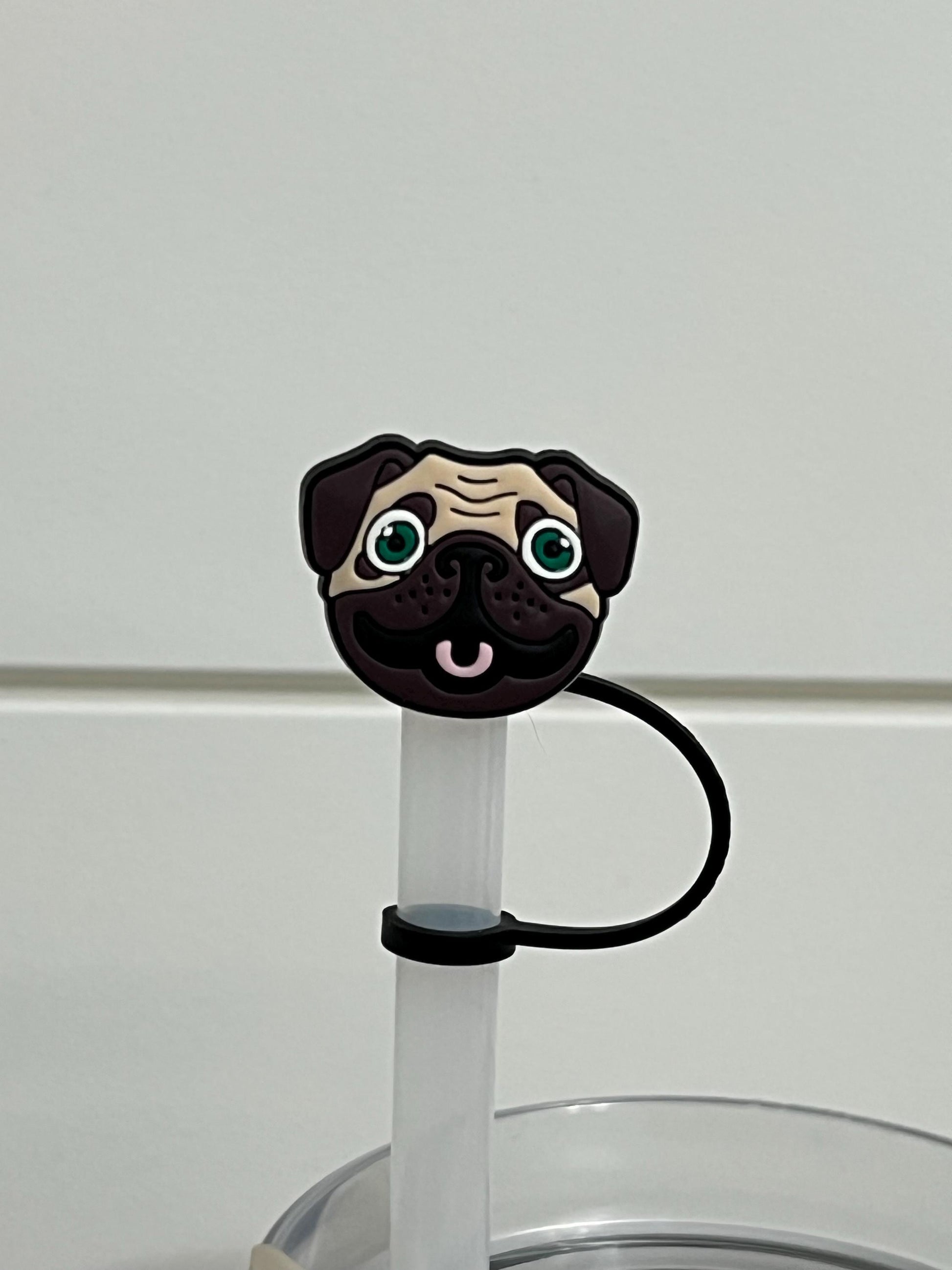 Pug love straw topper (10mm)