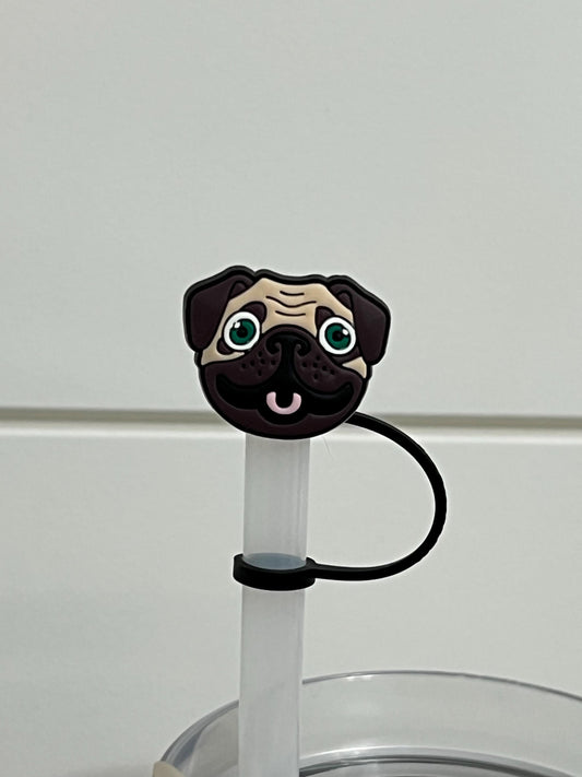 Pug love straw topper (10mm)