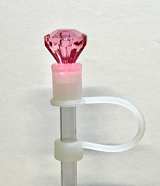 Pink Bling Diamond 3D straw topper (10mm)