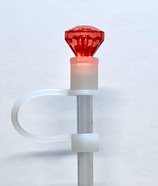 Red Bling Diamond 3D straw topper (10mm)