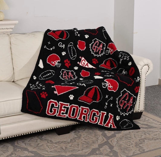 PRE-ORDER!!! New!! Georgia Blanket, 100% Polyester Microfiber, Game Day Blanket