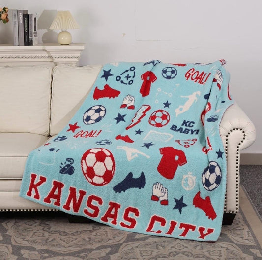 PRE-ORDER!!! New!! Large Kansas City Women’s Soccer Blanket, 100% Polyester Microfiber, Game Day Blanket, KC Game Day Blanket