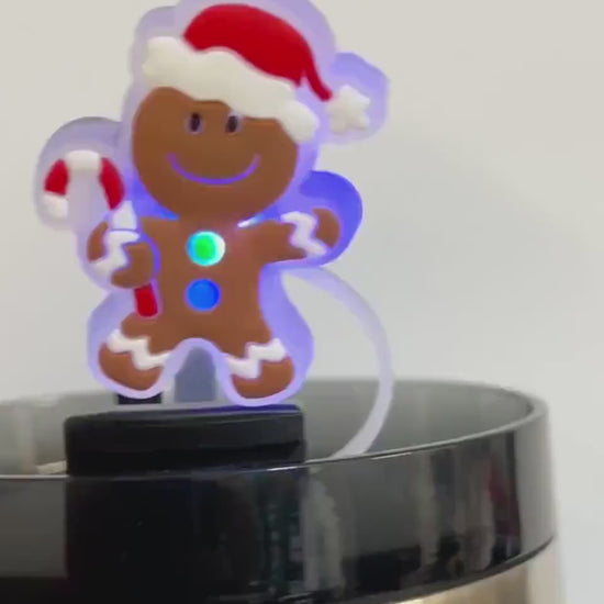 Christmas Gingerbread man LED straw topper (10mm)