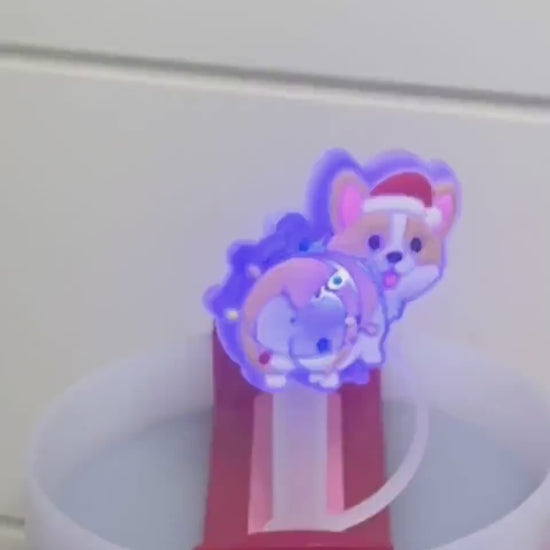 Christmas Corgi LED straw topper (10mm)